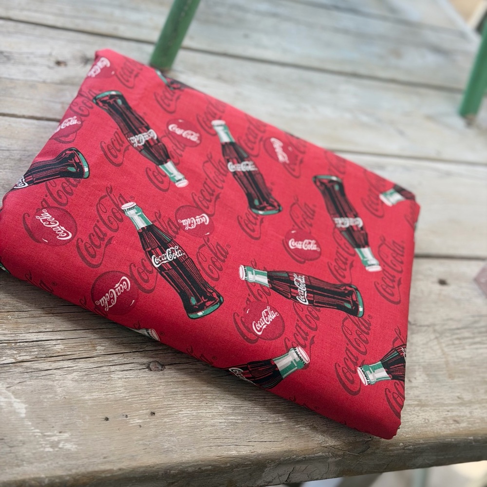 Vintage 80’s Spectrix Coca-Cola Fabric. Red Bottle Logo Licensed. 7 Yards 55”W